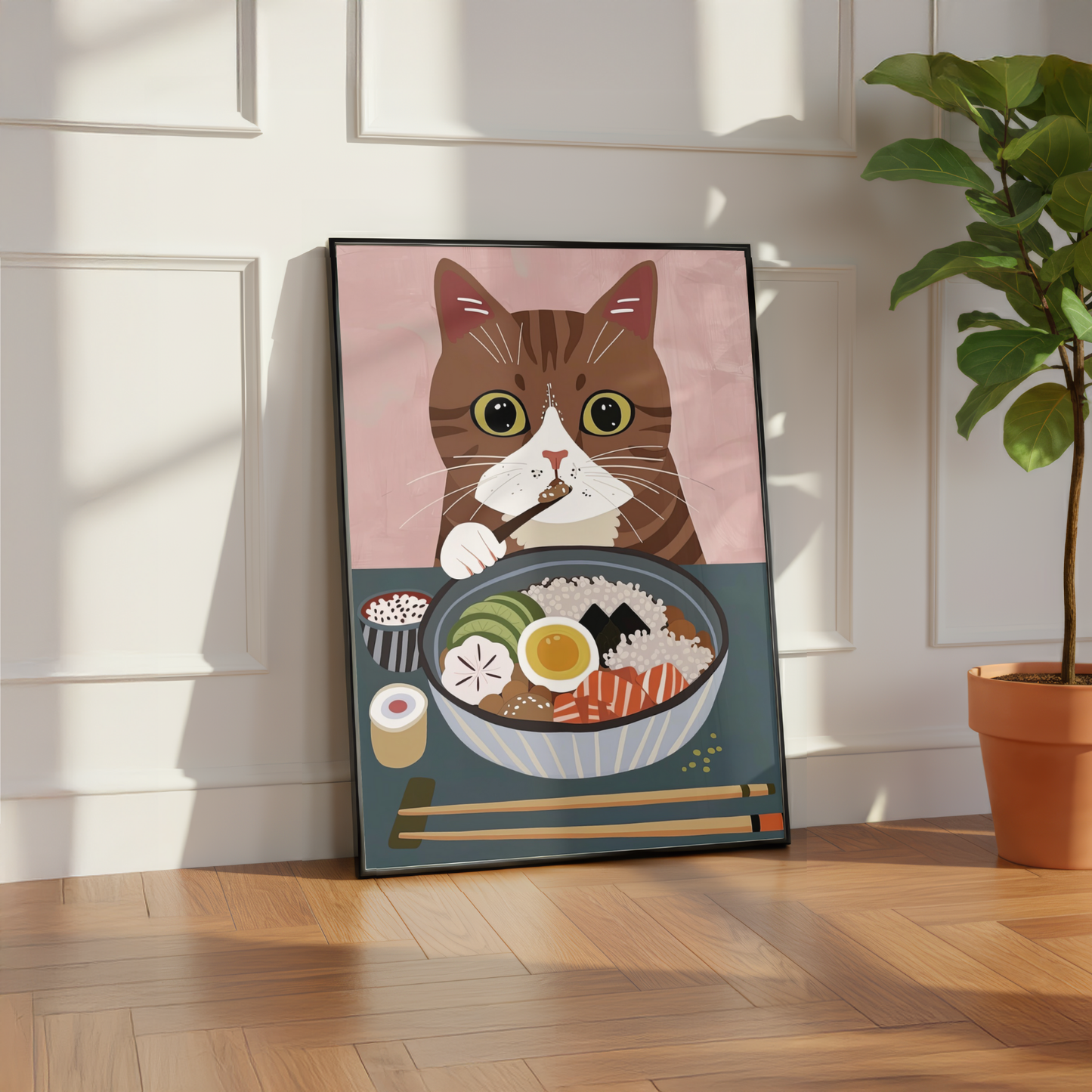 Cute Cat Ramen Print