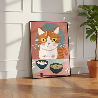 Cute Cat Noodle Print