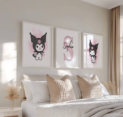 Set of 3 Personalised Kuromi Prints