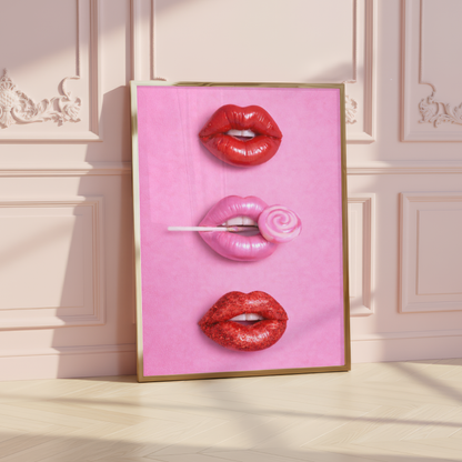 Pink & Red Candy Lips Print
