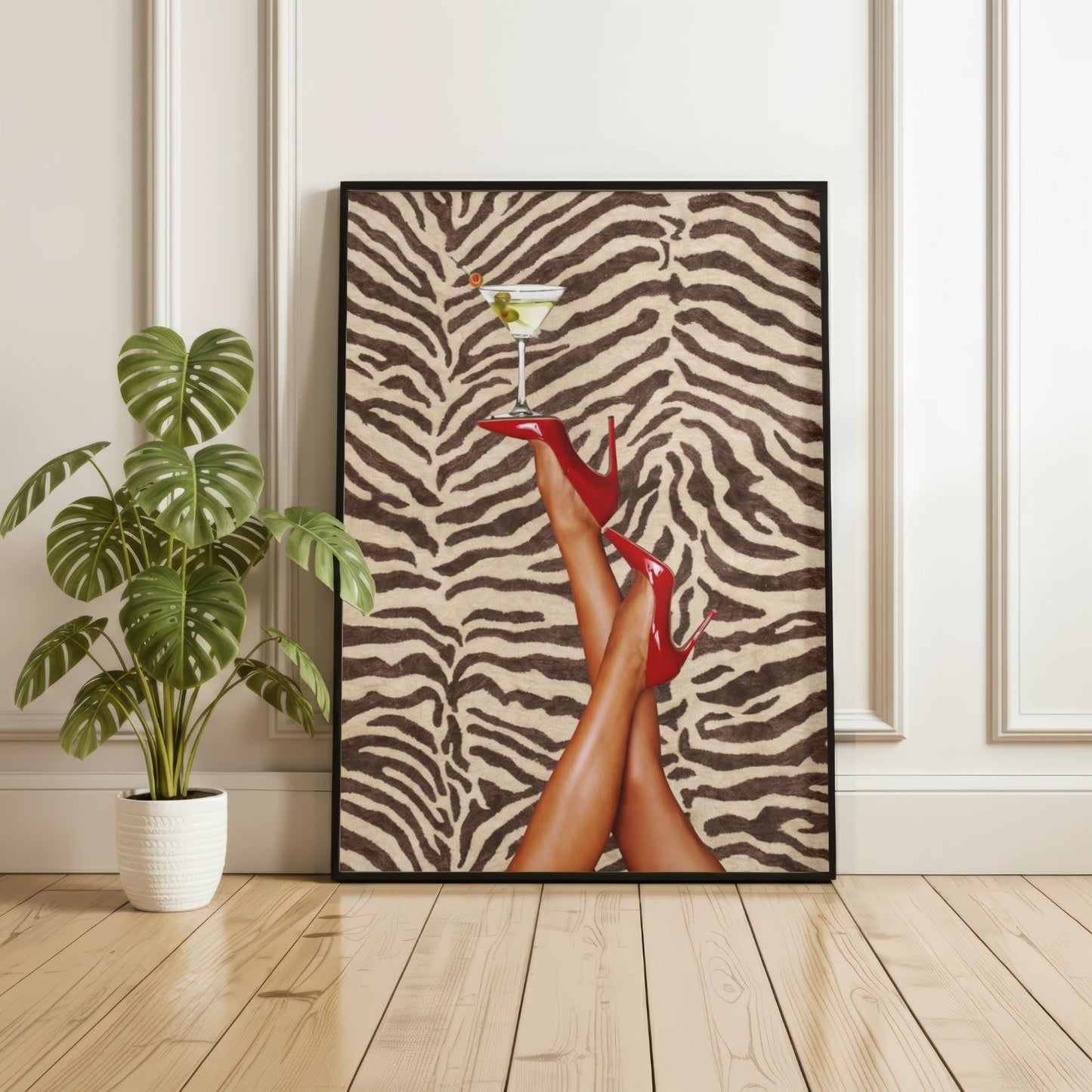 Red Heels & Martini Zebra Poster