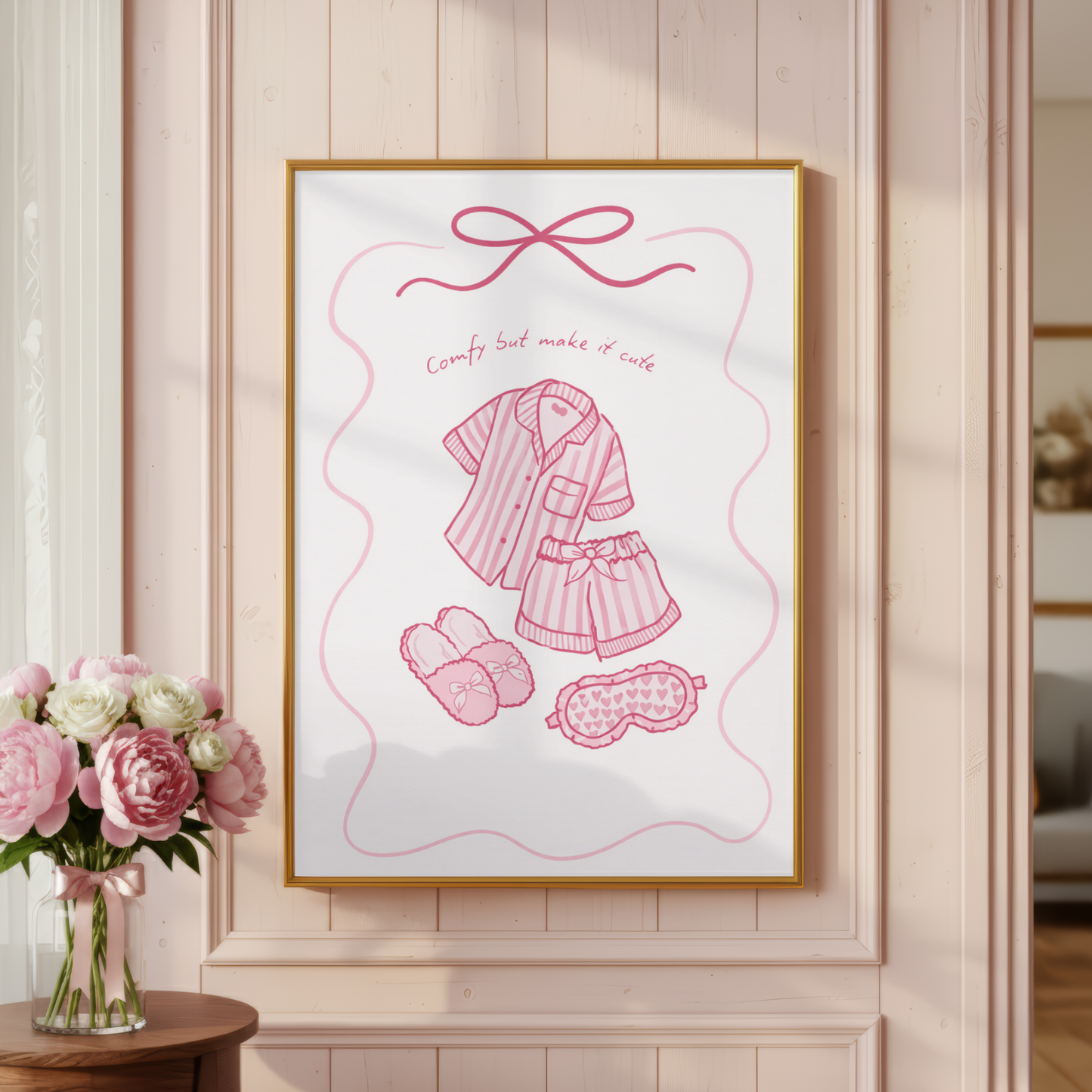 Pink Coquette Pyjama Wall Art Print