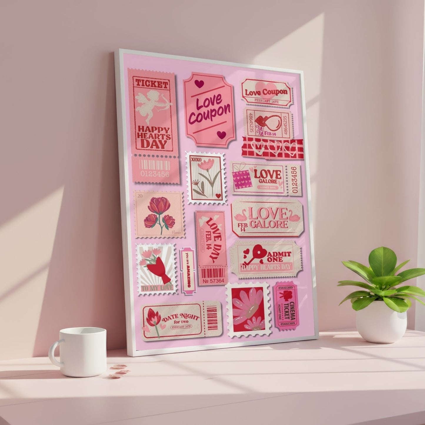 Red & Pink Ticket Preppy Print