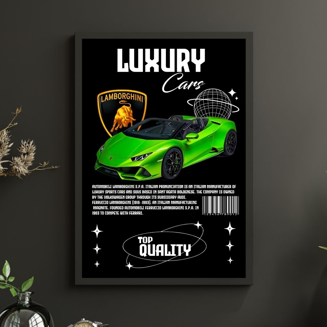 Green Lamborghini Sports Car Poster
