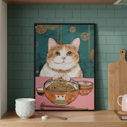 Cute Cat Noodle Print