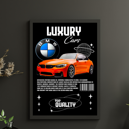 Orange BMW Sports Car Poster