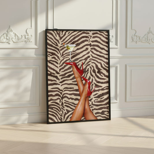 Red Heels & Martini Zebra Poster