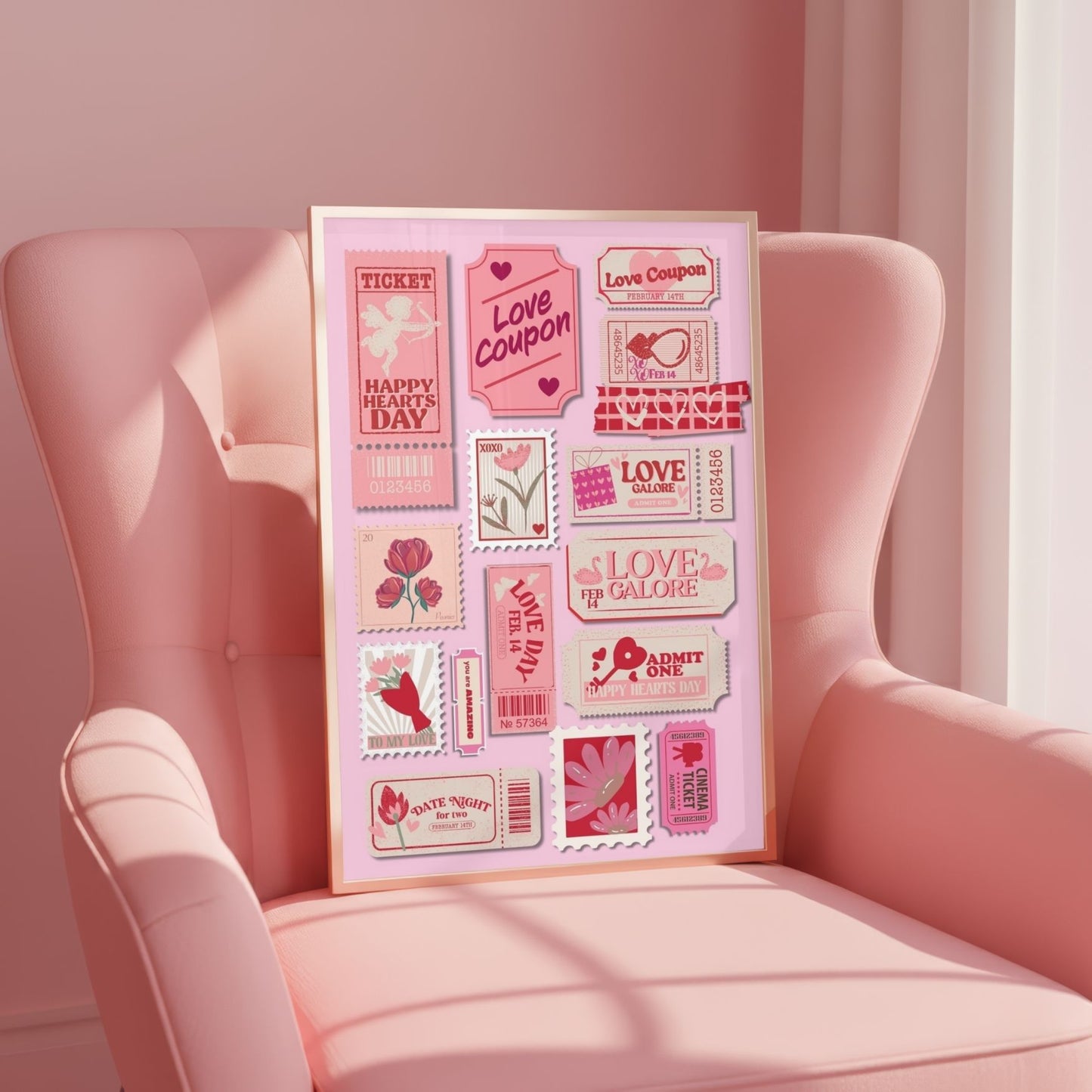 Red & Pink Ticket Preppy Print