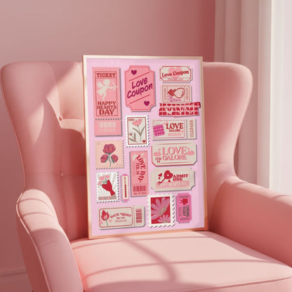 Red & Pink Ticket Preppy Print