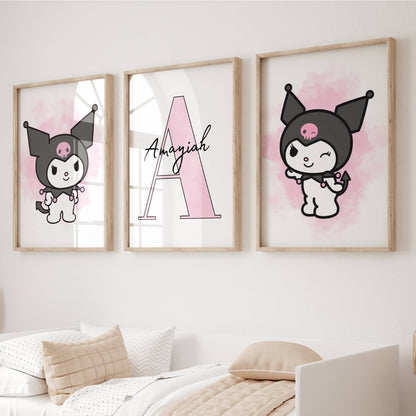 Set of 3 Personalised Kuromi Prints