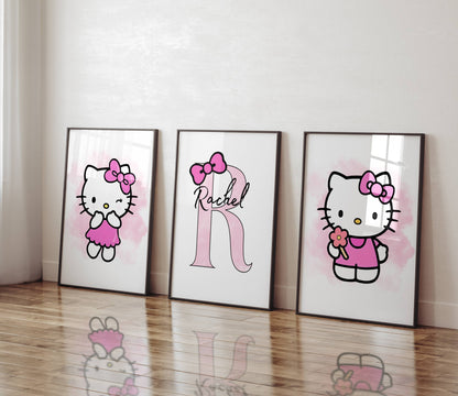 Set of 3 Personalised Hello Kitty Prints Posters