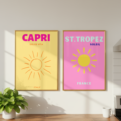 Capri & St. Tropez Travel Prints Set of 2