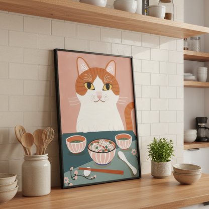 Cute Cat Noodle Print