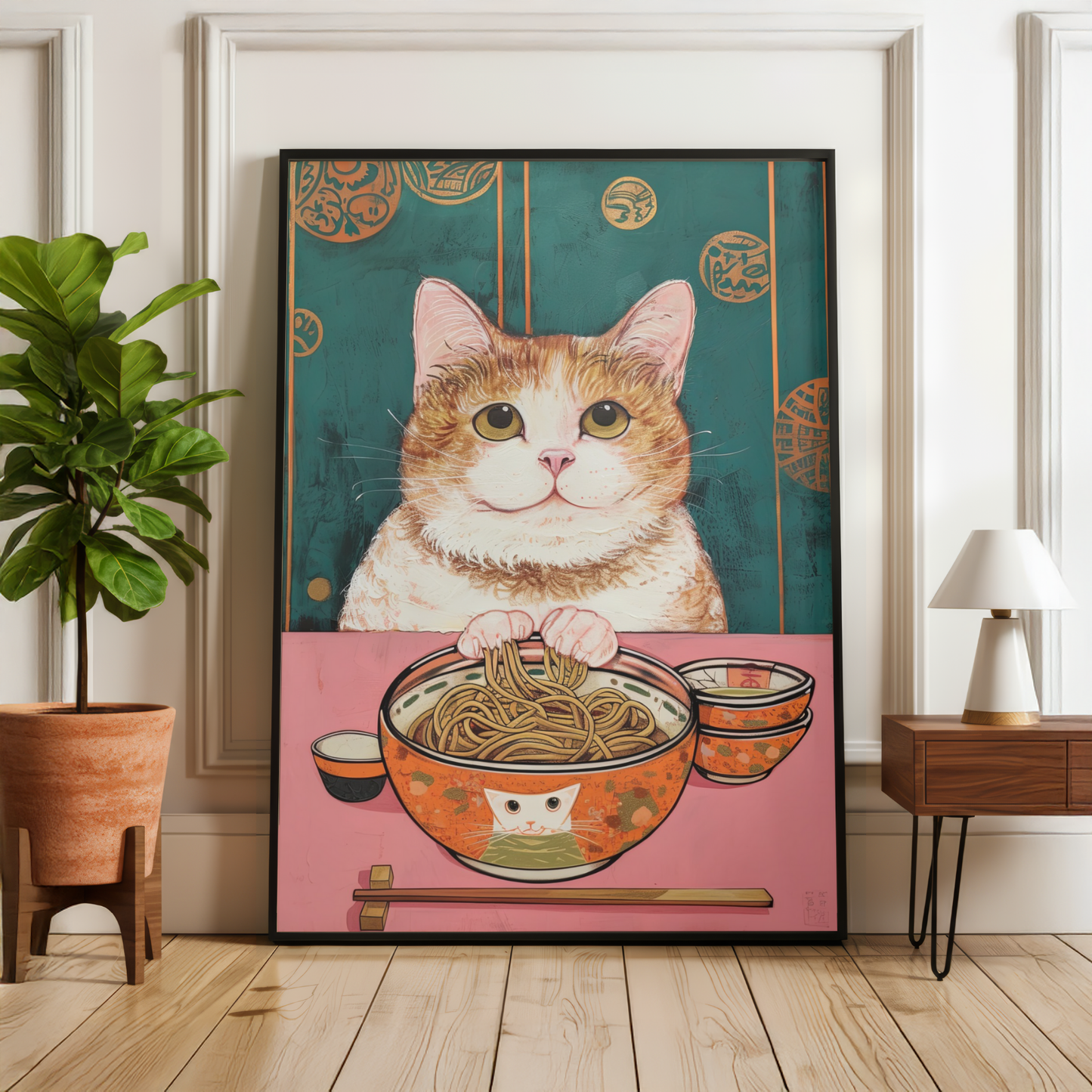 Cute Cat Noodle Print