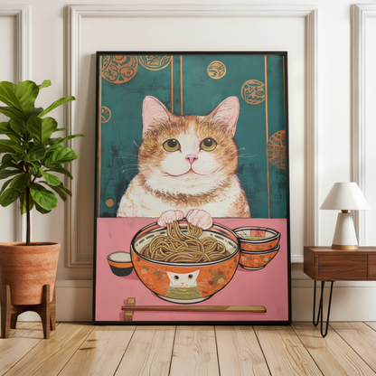 Cute Cat Noodle Print