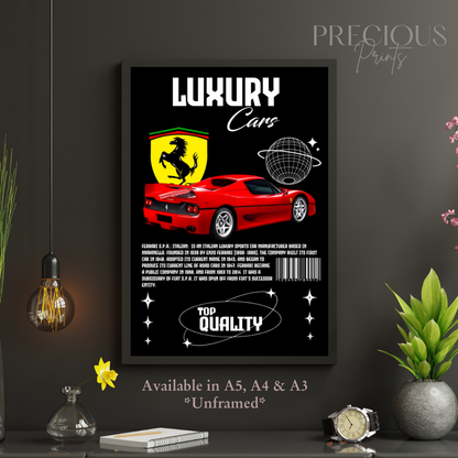 Red Ferrari S.P.A Italian Sports Car Poster