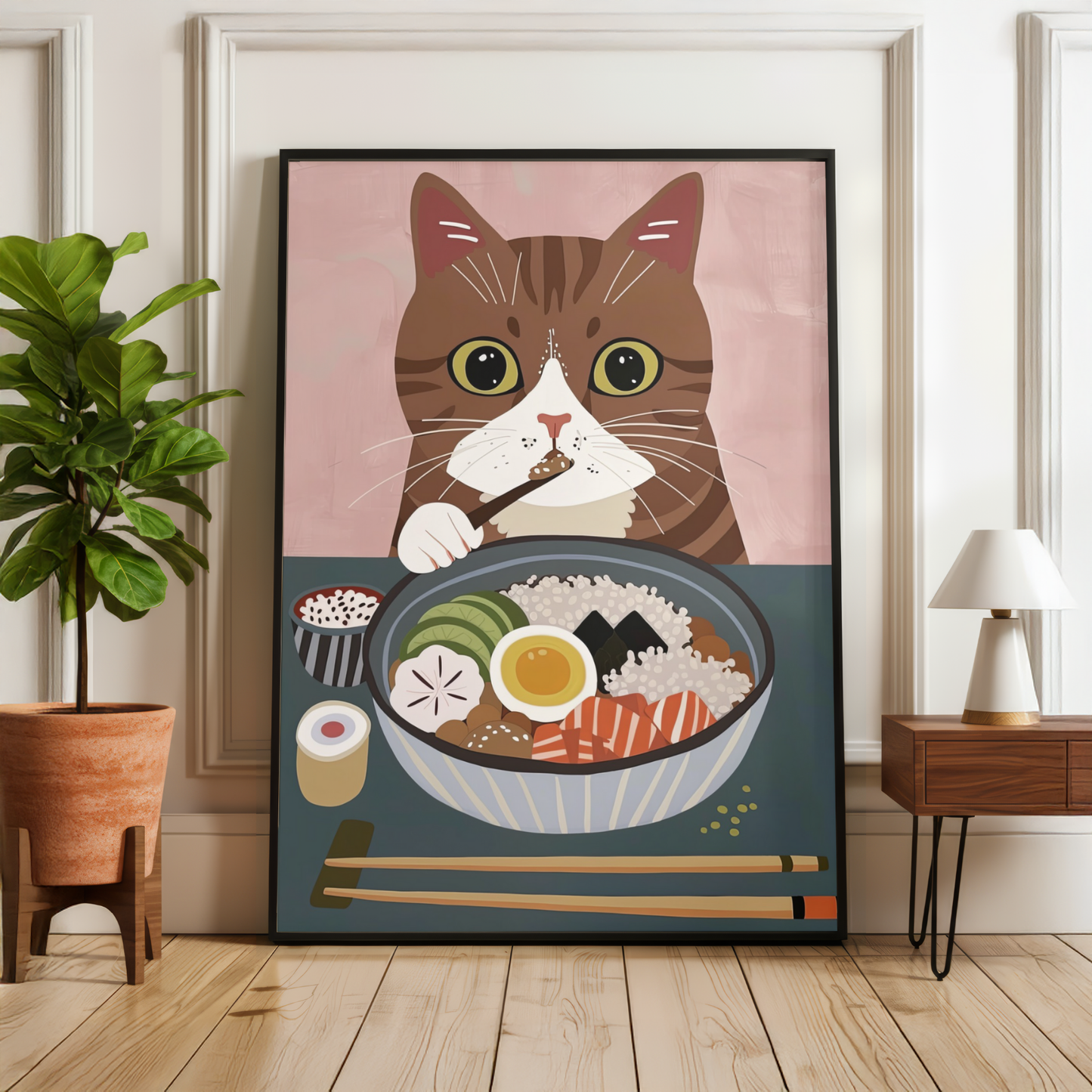 Cute Cat Ramen Print