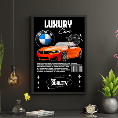 Orange BMW Sports Car Poster