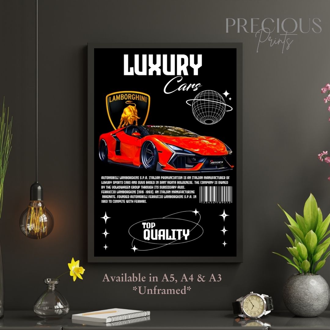 Red Lamborghini Sports Car Poster