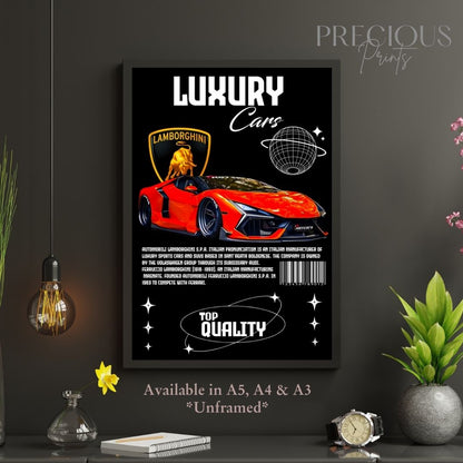 Red Lamborghini Sports Car Poster