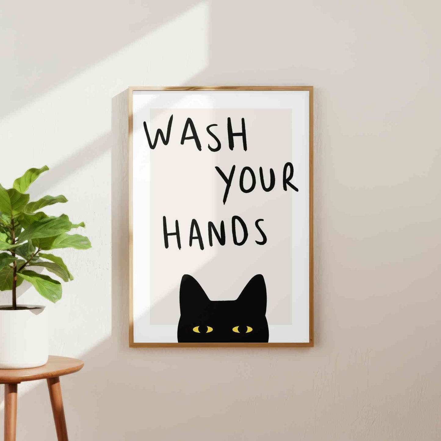 Funny Cat Bathroom Print - Wash Your Hands