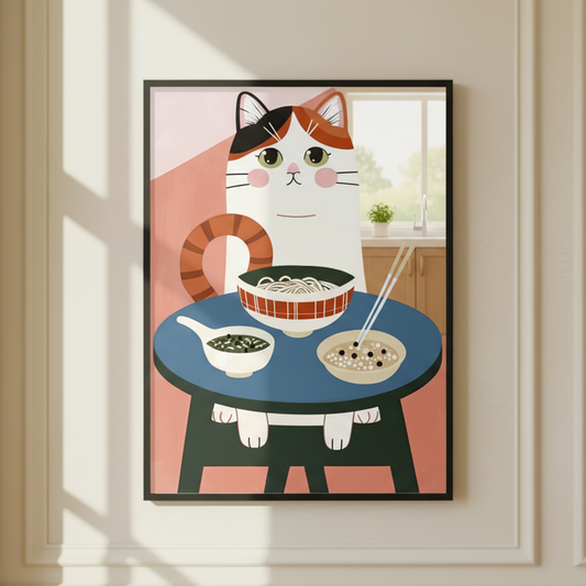 Cute Cat Noodle Print