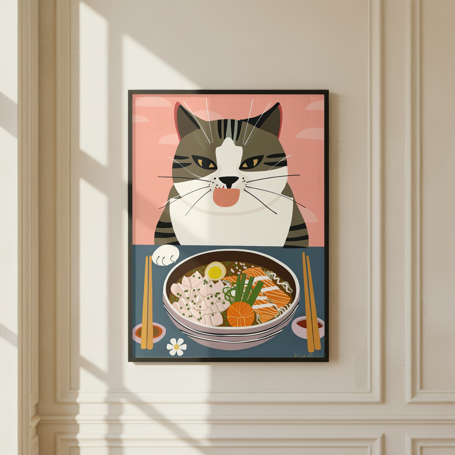 Cute Cat Ramen Print