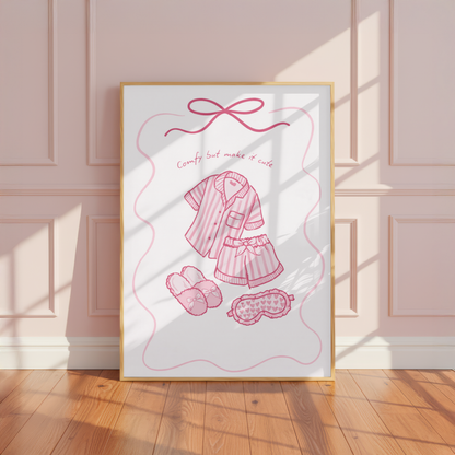 Pink Coquette Pyjama Wall Art Print
