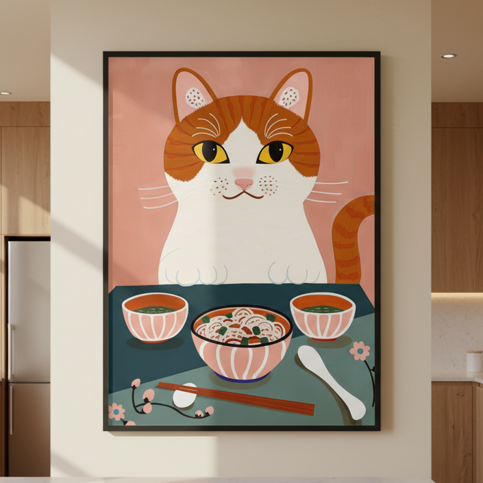 Cute Cat Noodle Print