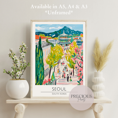 South Korea, Seoul Travel Print Poster / Vintage Wall Art / A5 A4 A3 / Unframed