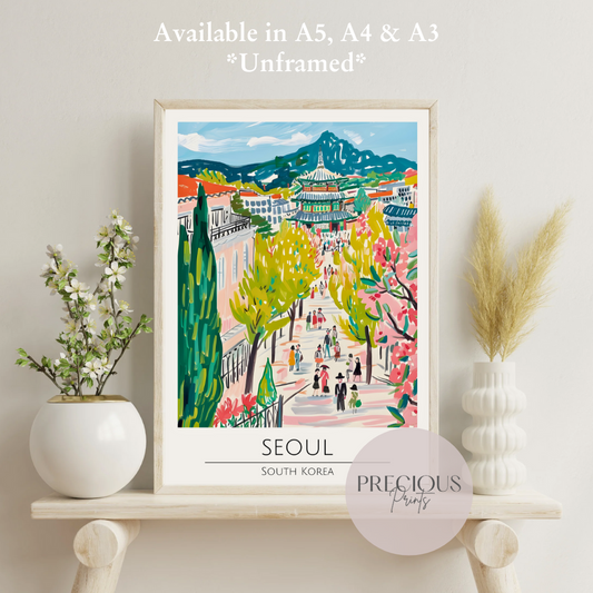 South Korea, Seoul Travel Print Poster / Vintage Wall Art / A5 A4 A3 / Unframed
