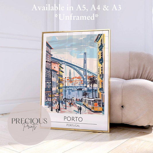 Portugal, Porto Travel Print Poster / Vintage Wall Art / A5 A4 A3