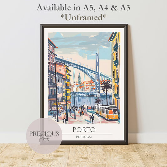 Portugal, Porto Travel Print Poster / Vintage Wall Art / A5 A4 A3