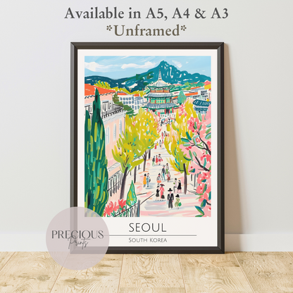 South Korea, Seoul Travel Print Poster / Vintage Wall Art / A5 A4 A3 / Unframed