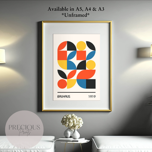 Colourful Bauhaus Art Print A5 A4 A3 Art Exhibition Poster / Abstract Art