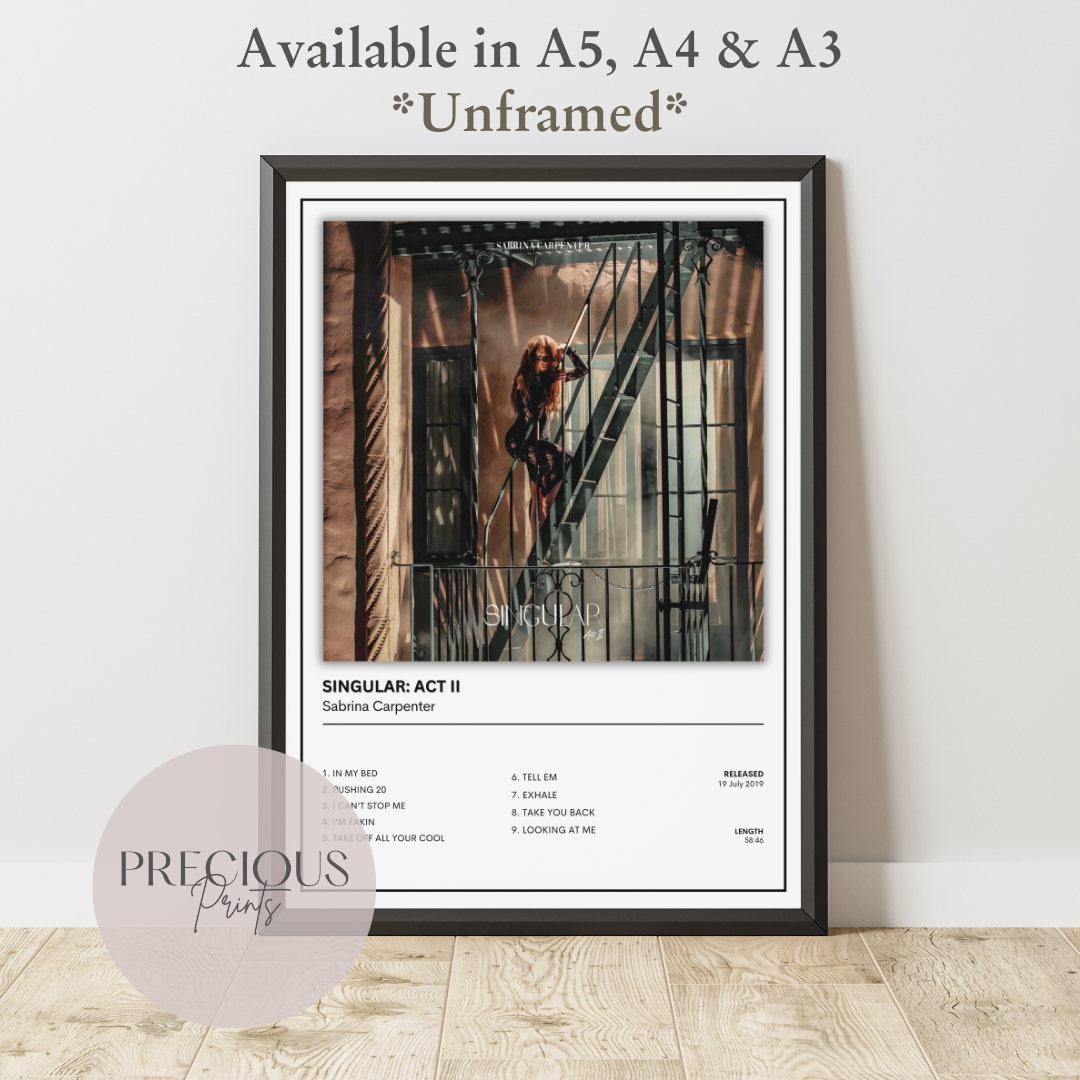 Sabrina Carpenter Singular: Act II Album Music Poster Print A5 A4 A3 Unframed