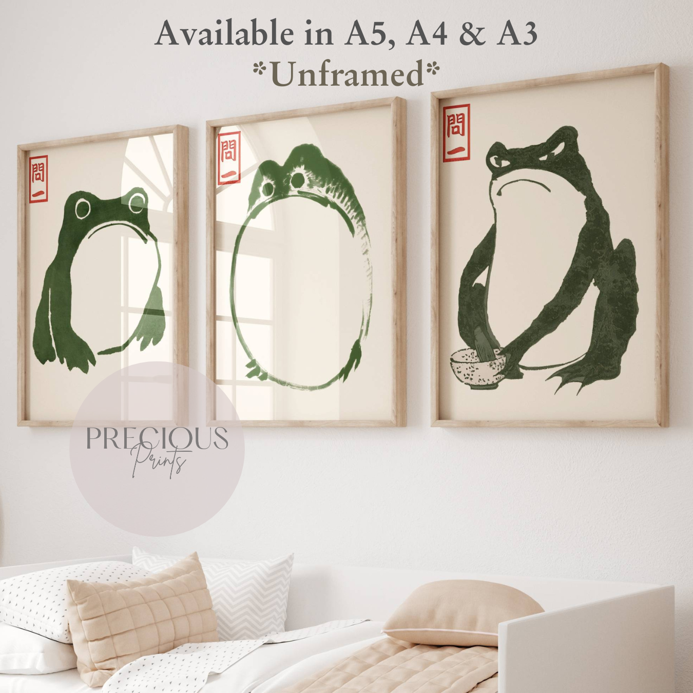 Set of 3 Japanese Hoji Frog Prints / Matsumoto Hoji Print / A5 A4 A3 Unframed