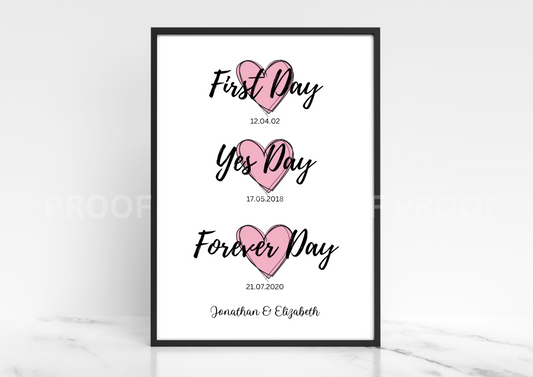 Personalised Valentine Anniversary Day we met Print Wedding A5 A4 A3
