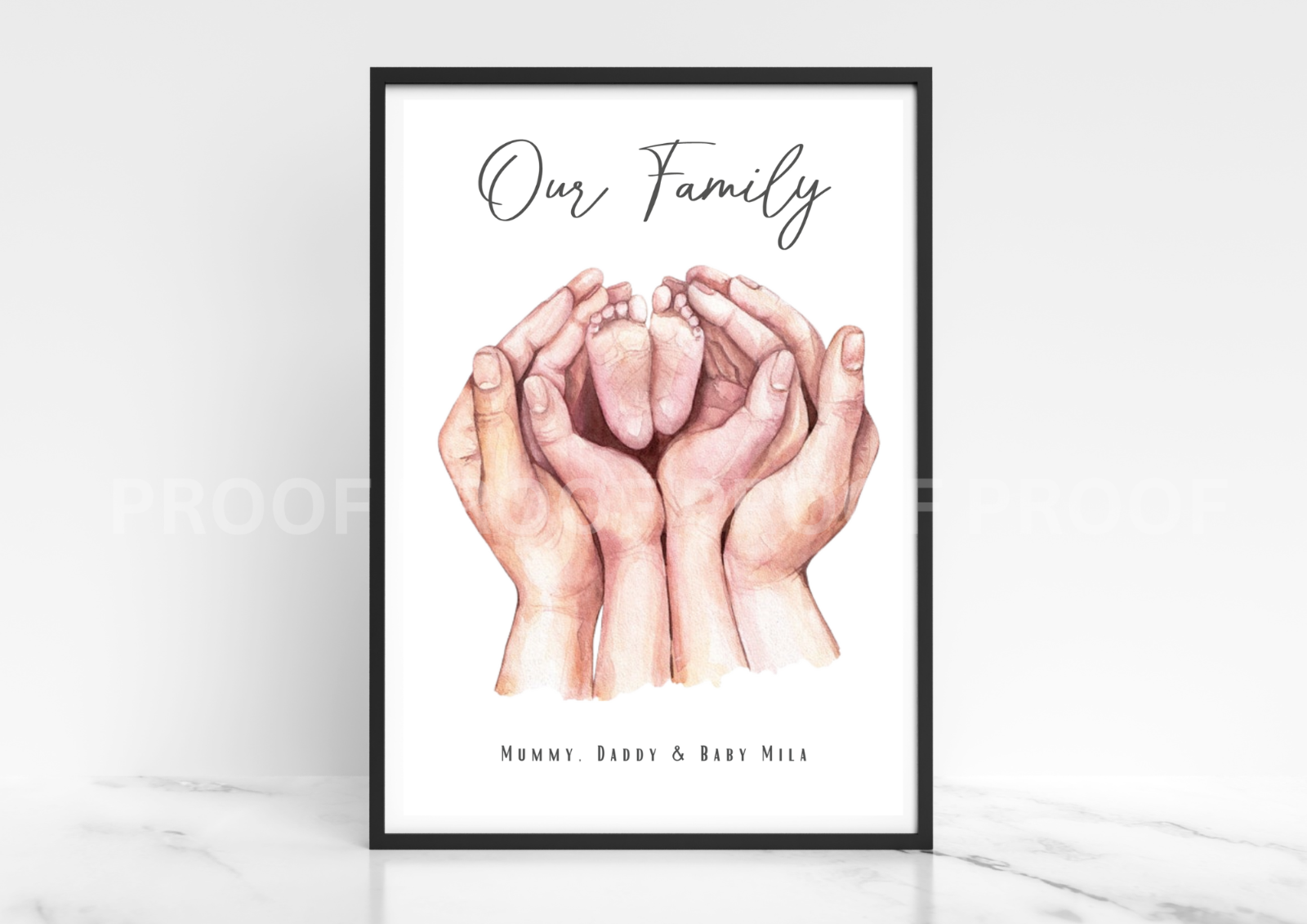 Our family print Baby print / Personalised Family Print / Family Hands A5 A4 A3
