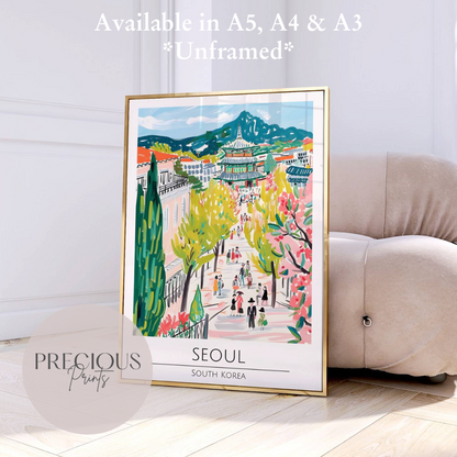 South Korea, Seoul Travel Print Poster / Vintage Wall Art / A5 A4 A3 / Unframed
