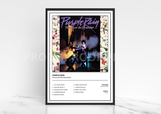 Prince and The Revolution Purple Rain Album Single Cover Poster / Music Gift