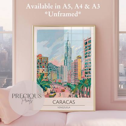 Venezuela, Caracas Travel Print Poster / Vintage Wall Art / A5 A4 A3 / Unframed