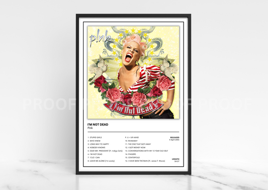 Pink - I'm Not Dead 2006 Album Poster Music Gift A3 A4 A5