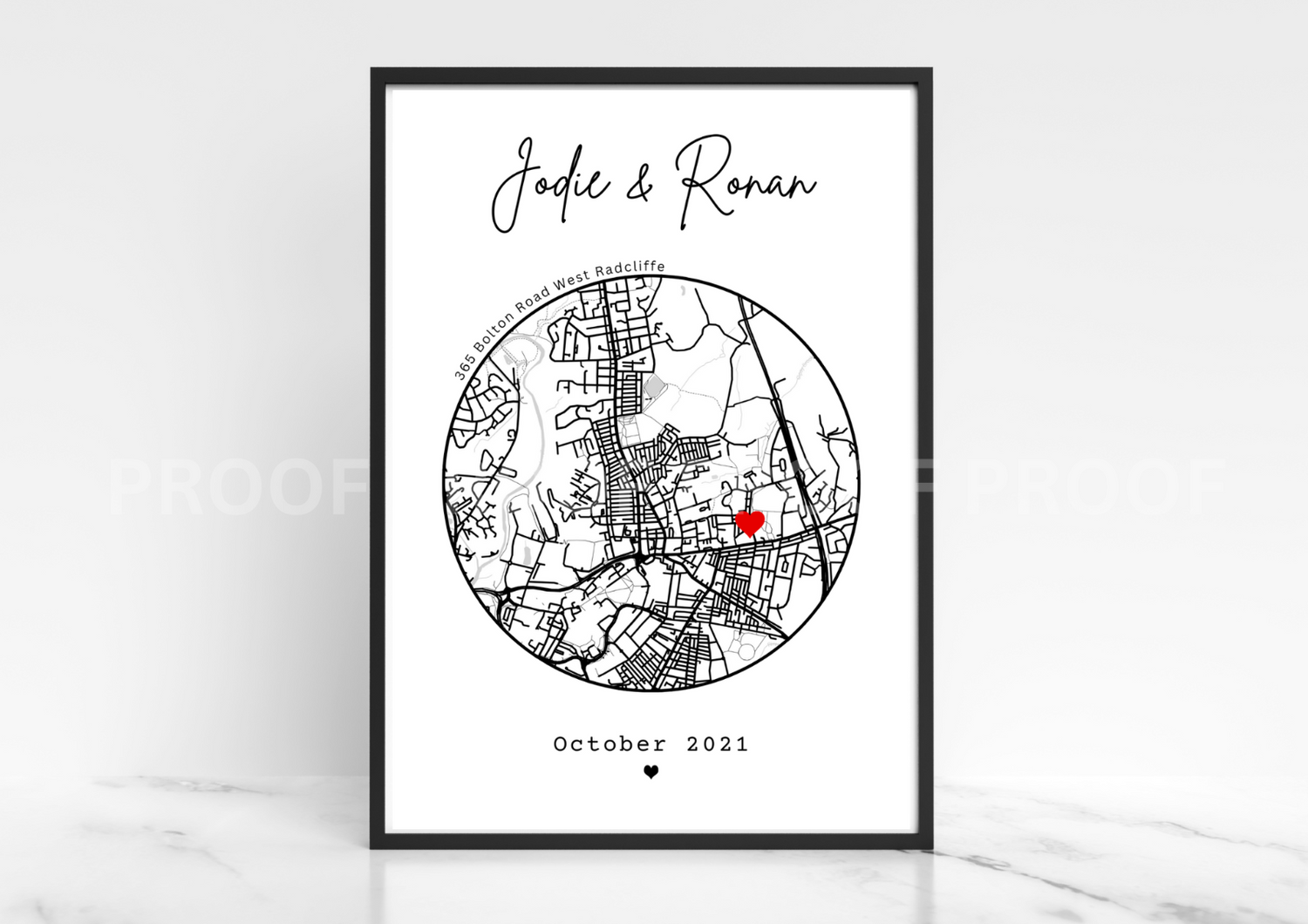 Personalised New Home map print First home gift Family Love A4 A3 A5