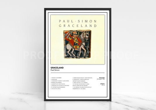Paul Simon Graceland Album Single Cover Poster / Music Gift A5 A4 A3