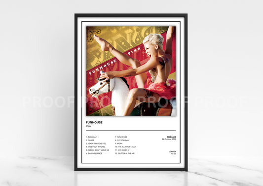 Pink - Funhouse 2008 Album Poster Music Gift A3 A4 A5