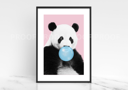 Panda Blowing Bubble Poster Print Bubble Gum Panda A5 A4 A3