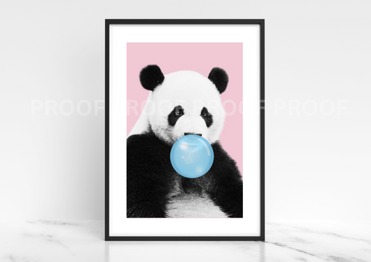 Panda Blowing Bubble Poster Print Bubble Gum Panda A5 A4 A3