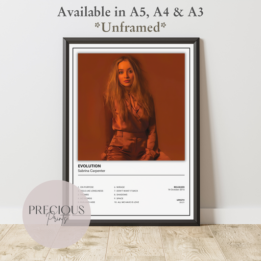Sabrina Carpenter Evolution Album Music Poster Print A5 A4 A3 Unframed