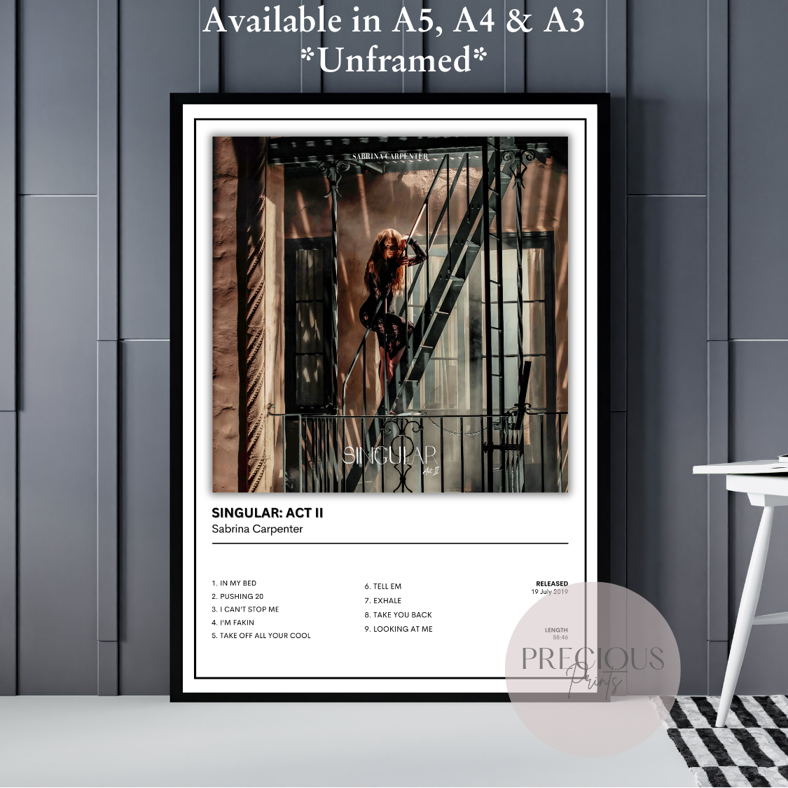 Sabrina Carpenter Singular: Act II Album Music Poster Print A5 A4 A3 Unframed